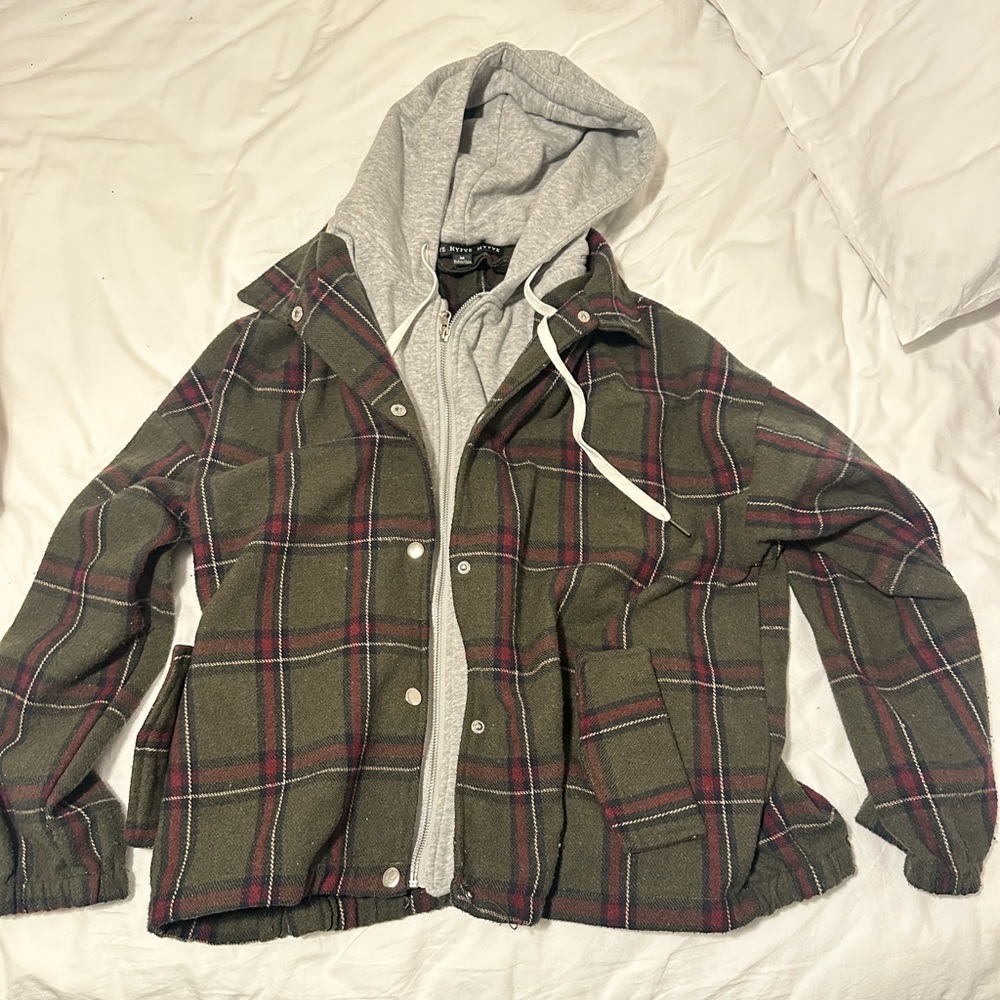 HYFVE Plaid Green and Gray Hoodie Jacket